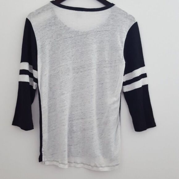 J. Crew Linen Baseball T-Shirt Colorblock 💜 M - Picture 4 of 8